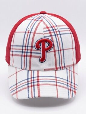 Phillies Hat Vintage Licensed Plaid With Logo Baseball Cap MLB Sz L